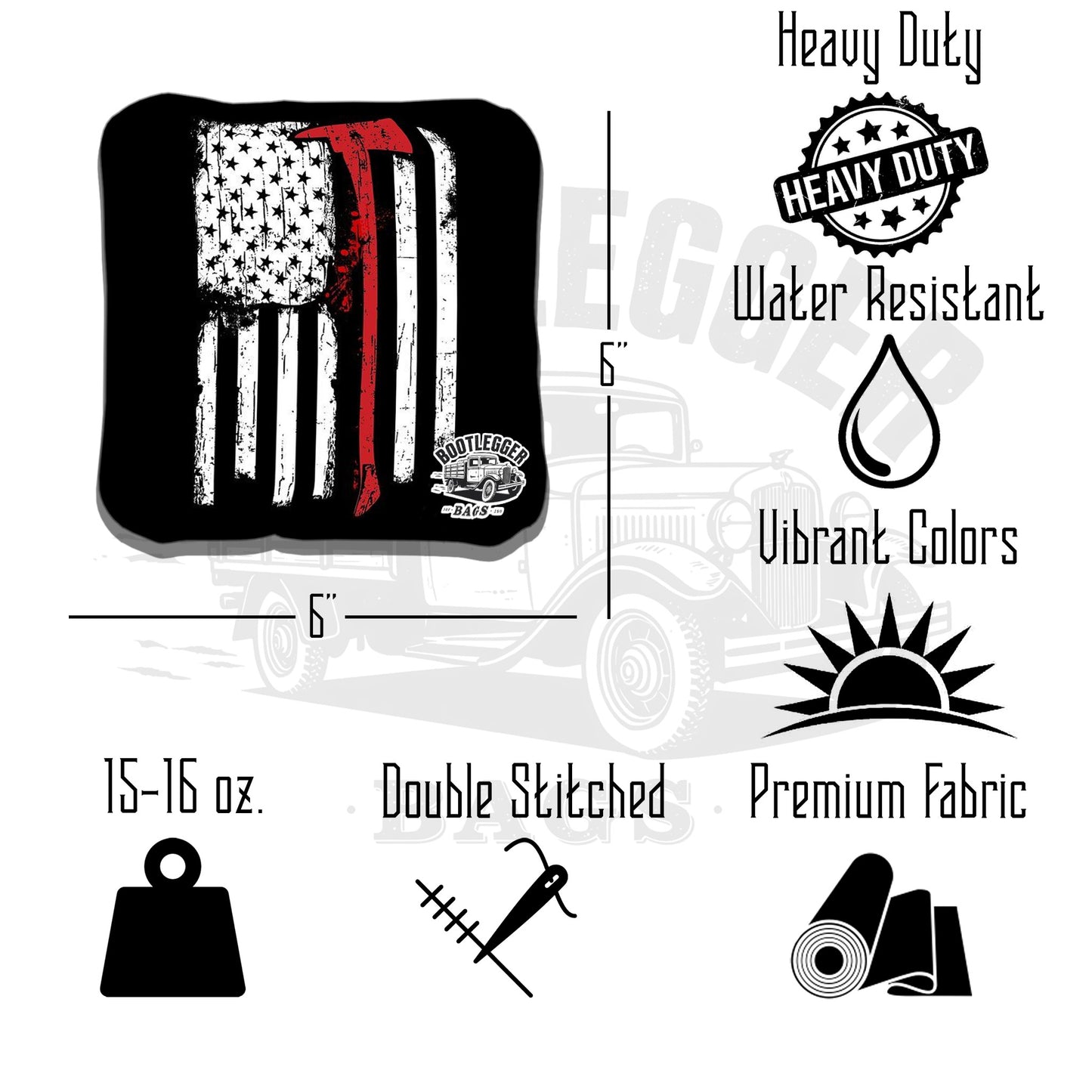 Thin Red Line Flag and Badge Cornhole Bags