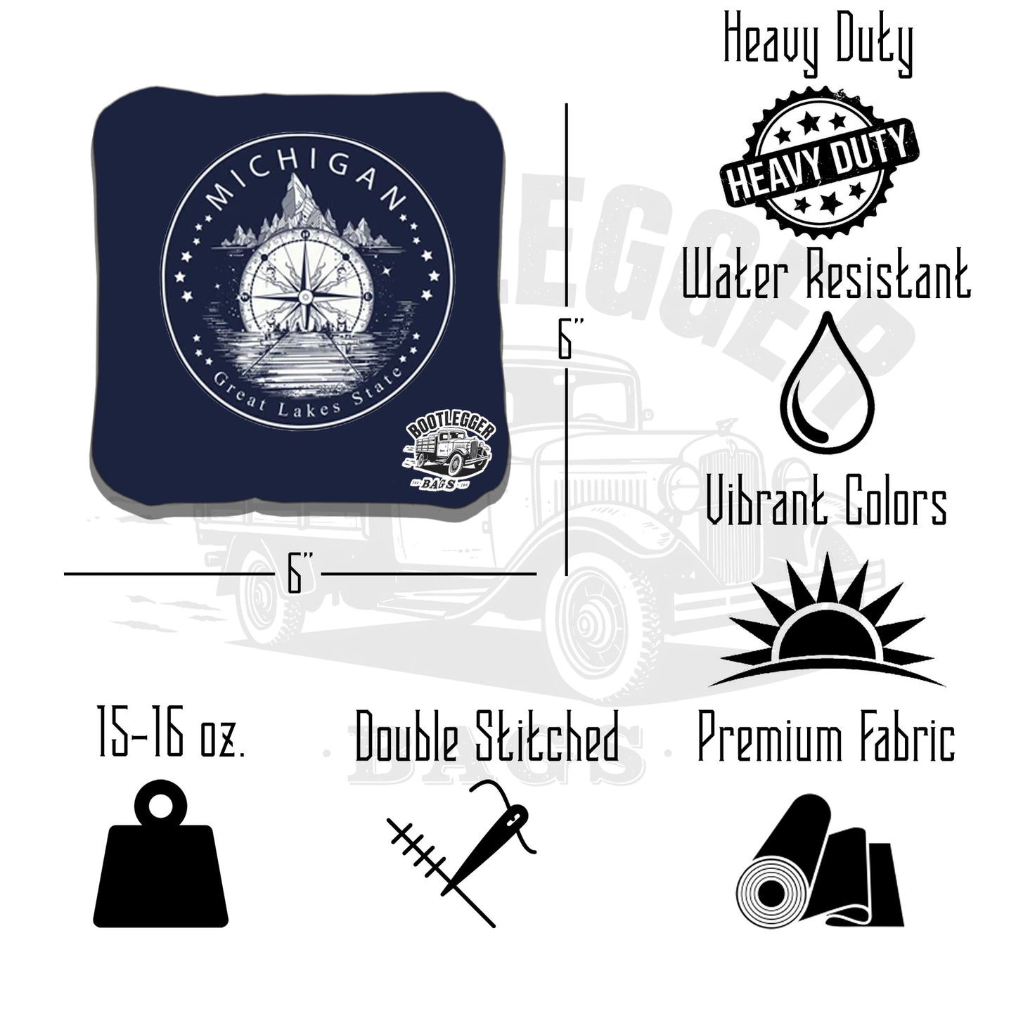 Red and Navy Michigan and Great Lakes Cornhole Bags