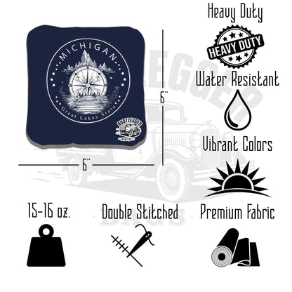 Red and Navy Michigan and Great Lakes Cornhole Bags
