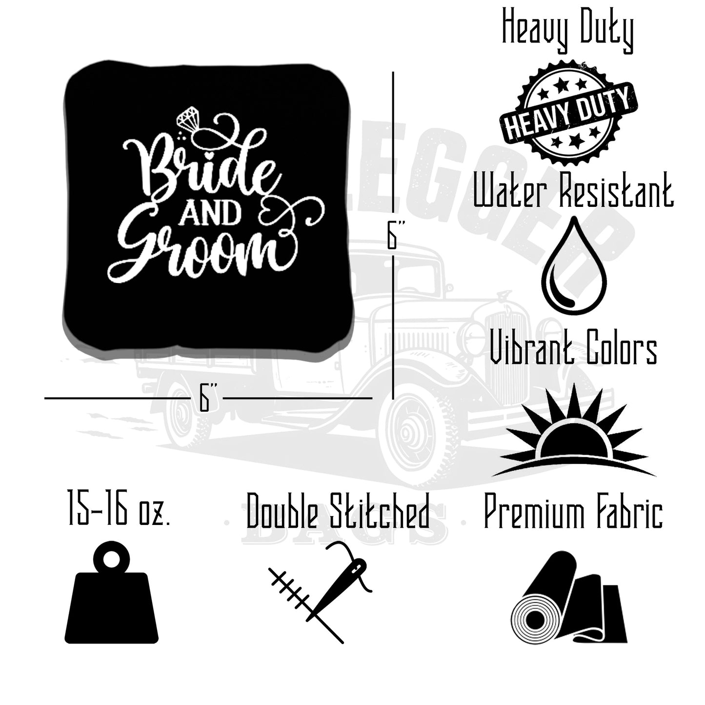 Bride and Groom Wedding Cornhole Bags