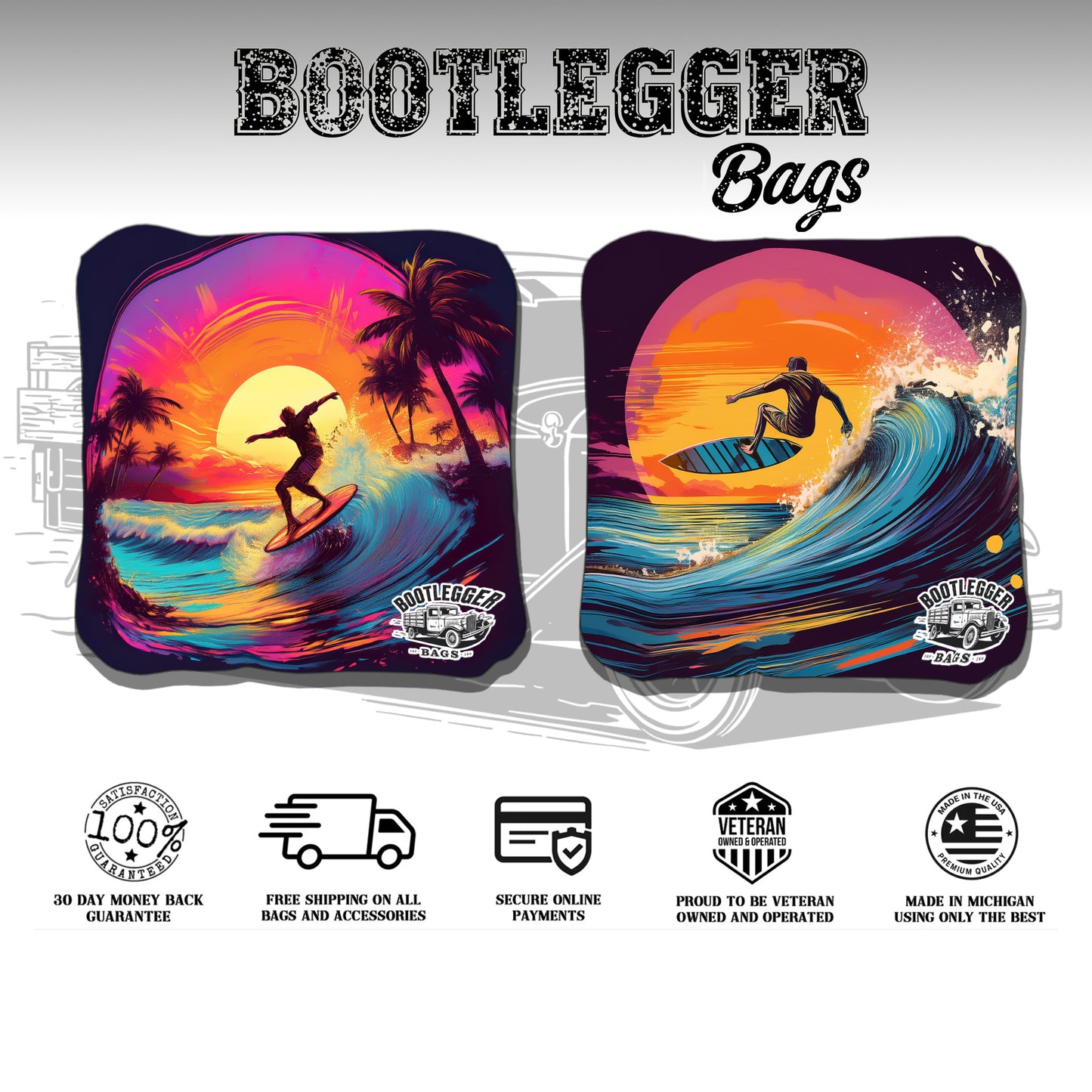 Surfing in Paradise Cornhole Bags