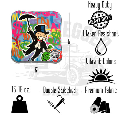 Mr. Monopoly Money Cornhole Bags