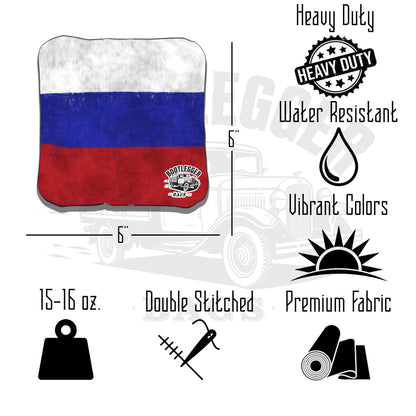 Russian and American Flag Cornhole Bags