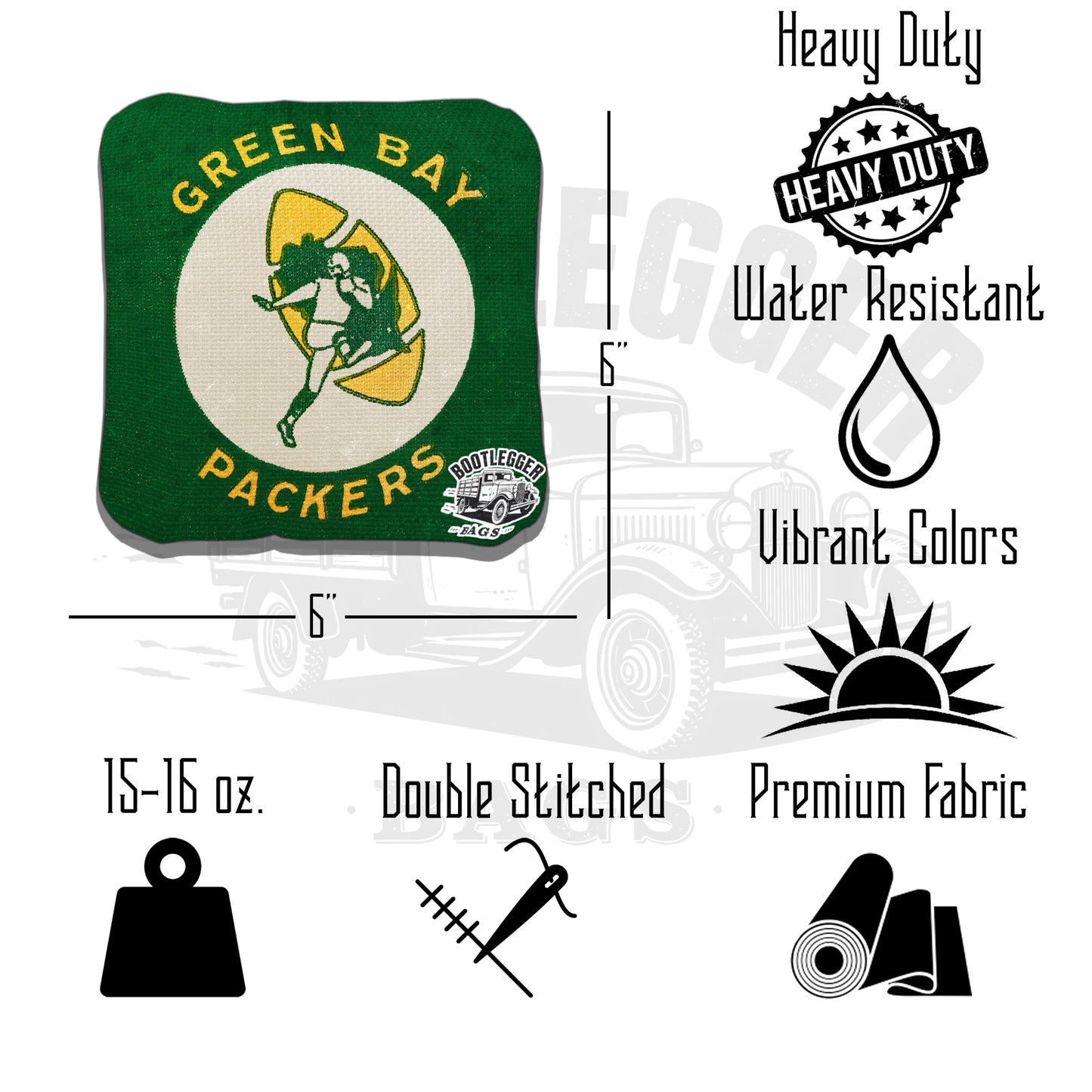 Green Bay Packers Fan Art Cornhole Bags