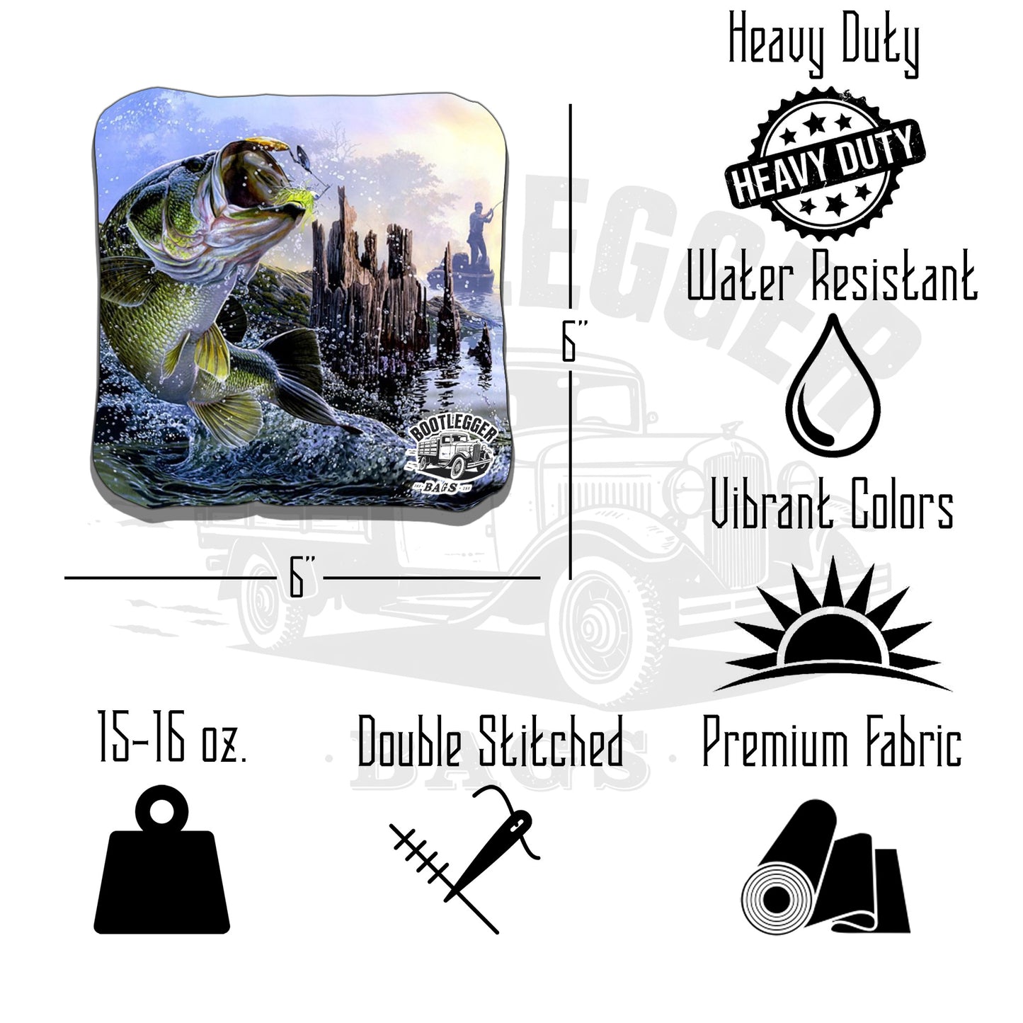 Fish Jumping Out of Water Fishing Cornhole Bags