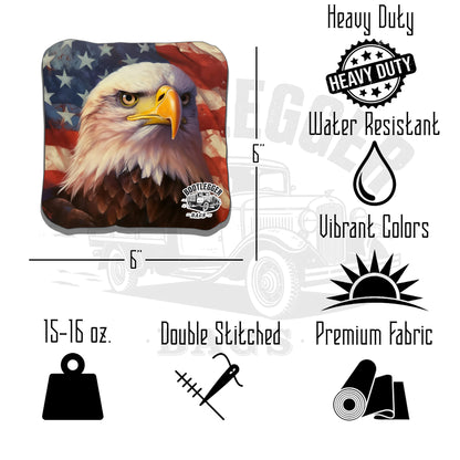 RWB American Flag with Eagle Cornhole Bags