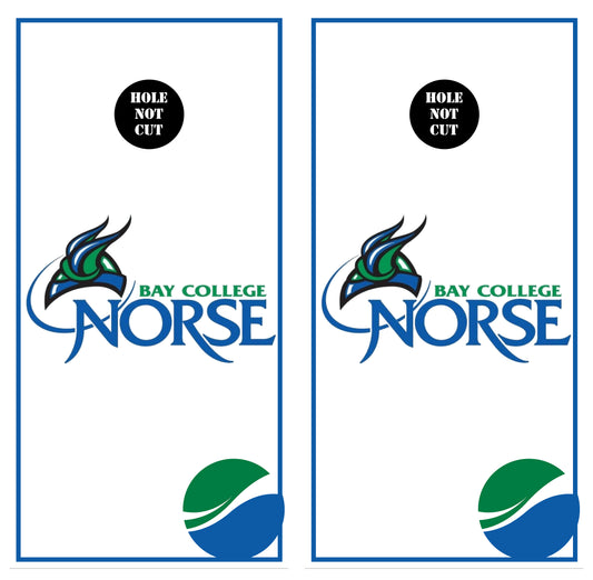 Bay College Norse Printed Cornhole Vinyl Wraps