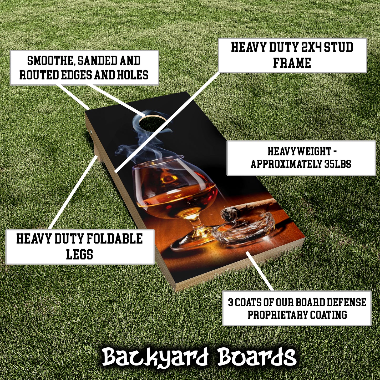 Cigar Whiskey Glass Cornhole Set