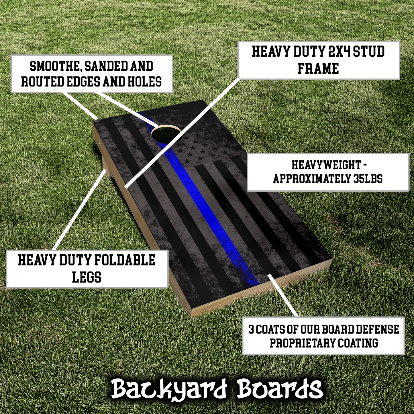 Grey/Black Faded Thin Blue LIne Cornhole set