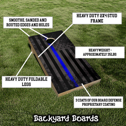 Grey/Black Faded Thin Blue LIne Cornhole set