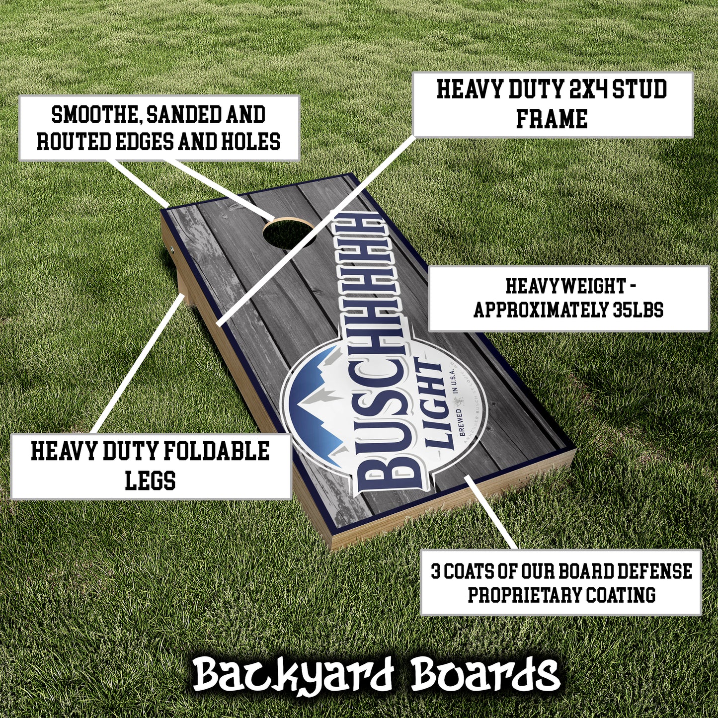 Buschhhh Busch Light Grey Printed Cornhole Set