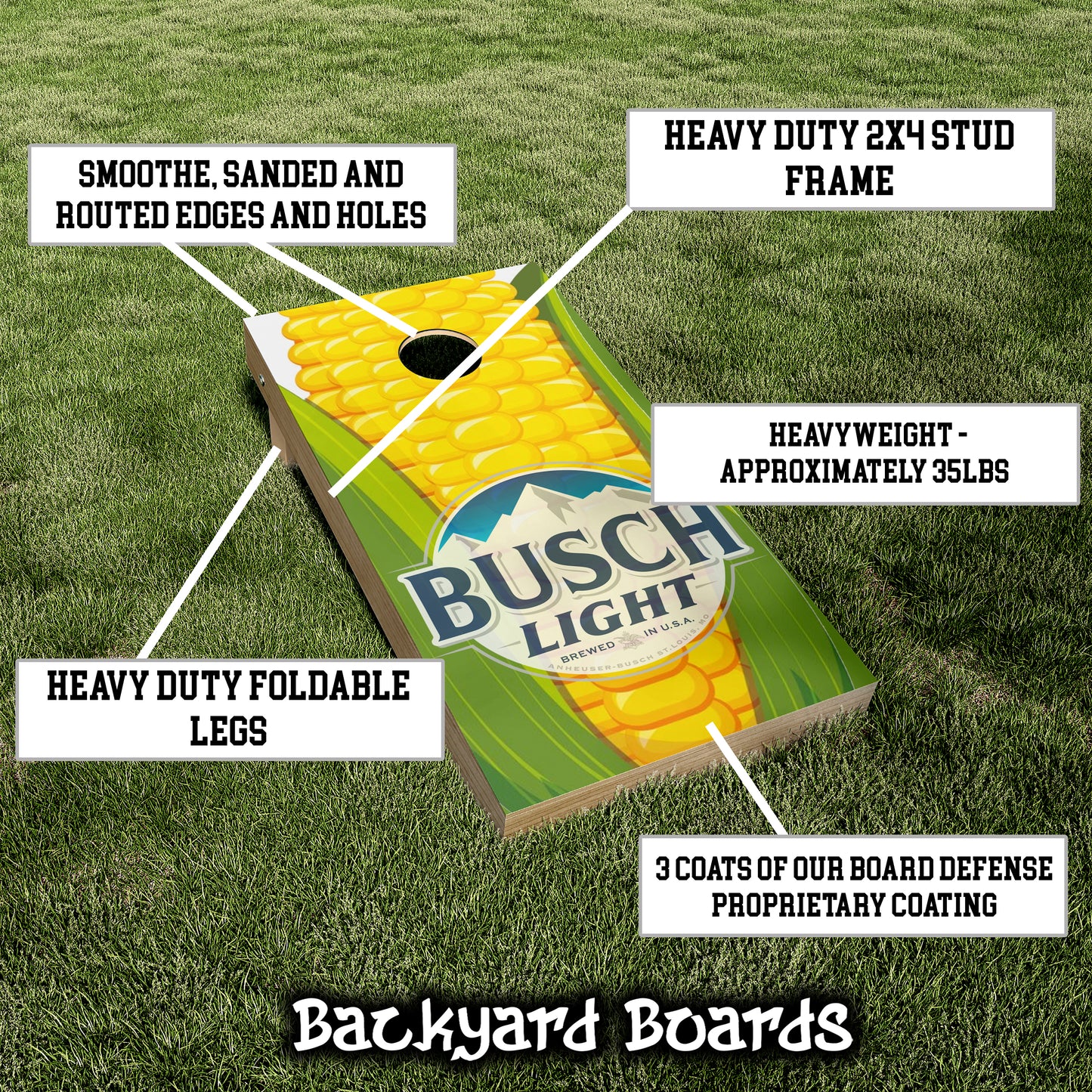 Busch Beer Corn Cob Printed Cornhole Set
