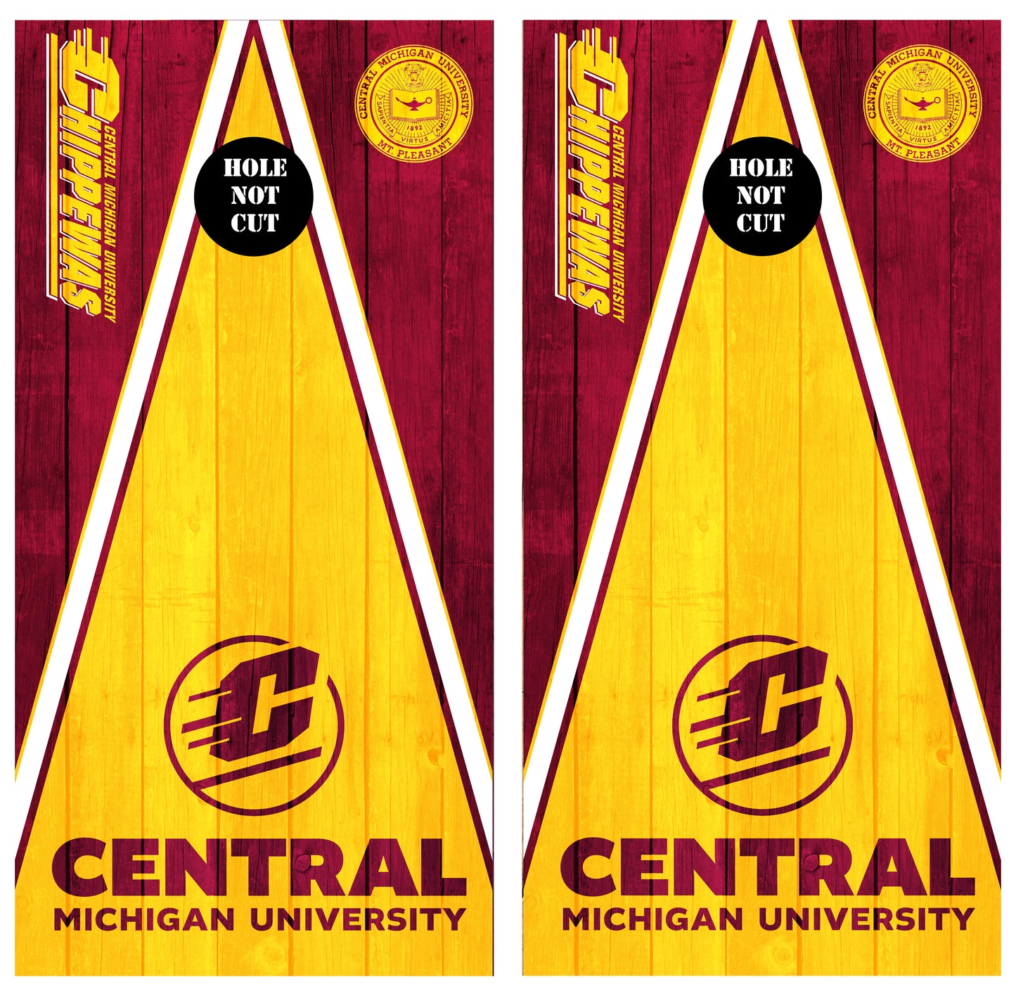 Central Michigan Wood Grain Printed Vinyl Wraps/Skins