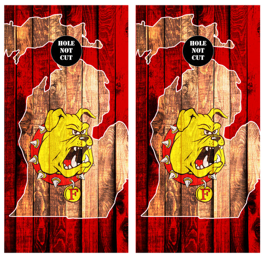 Ferris State Logo Michigan Peninsula Wraps/Skins