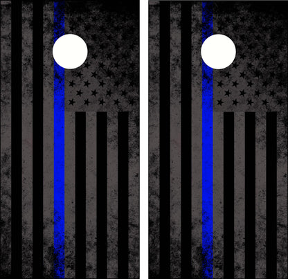 Grey/Black Faded Thin Blue LIne Cornhole set