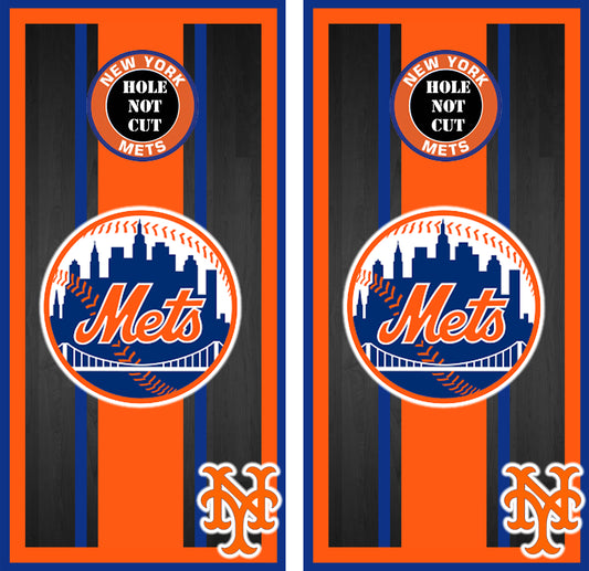 New York Mets Cornhole Vinyl Wraps/Skins