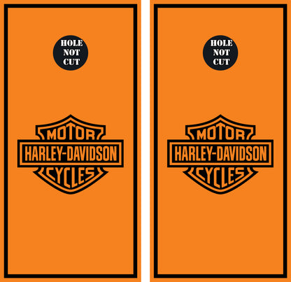 Orange Harley Davidson Cornhole Wraps/Skins