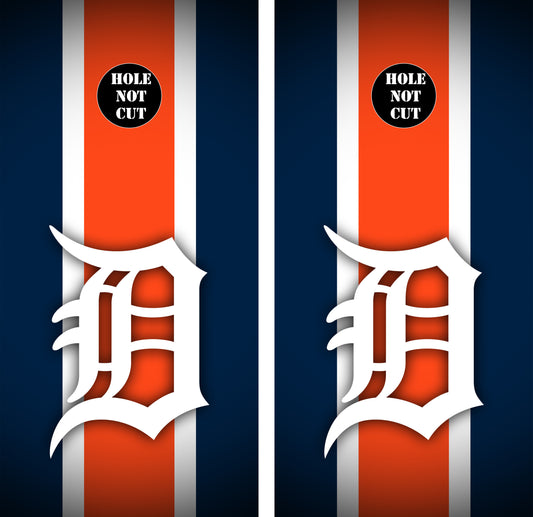 Detroit Tigers Striped Cornhole Vinyl Wraps/Skins