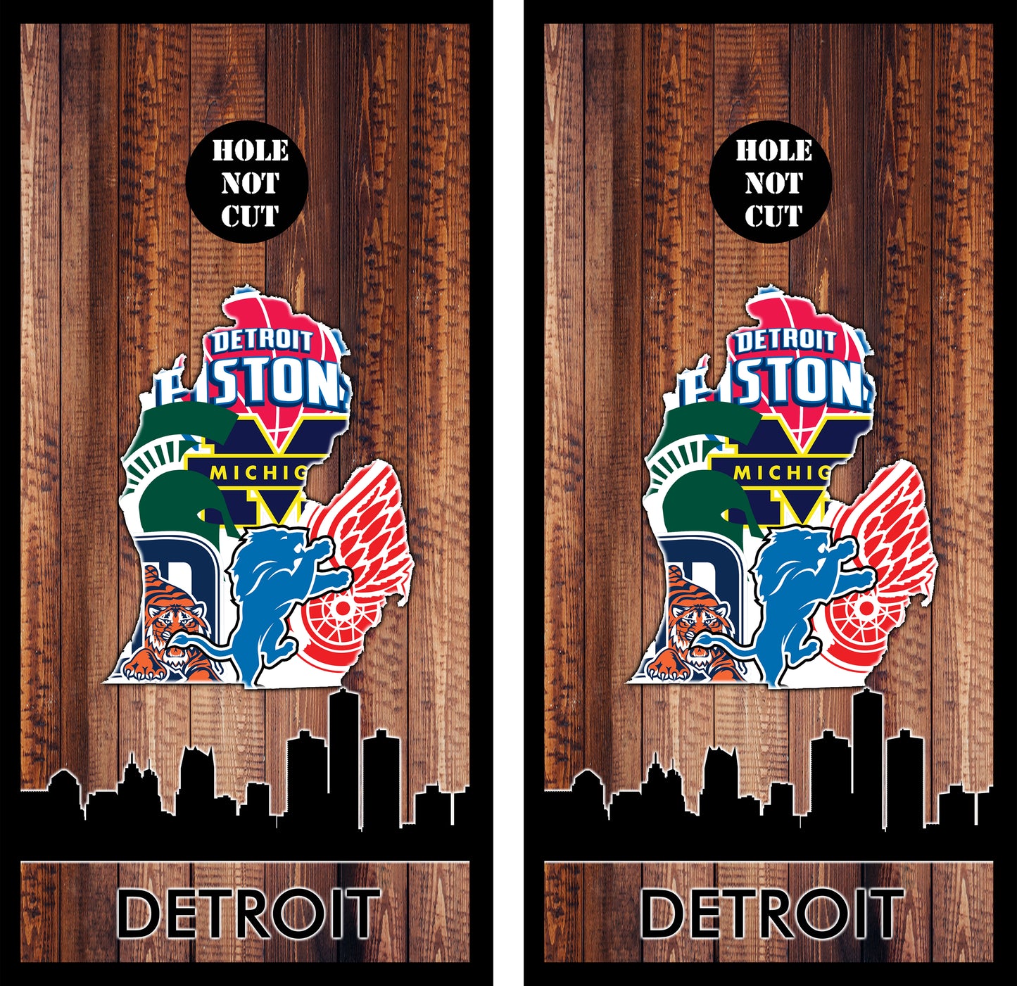 Detroit All Sports Teams Michigan Peninsula Cornhole Wraps/Skins