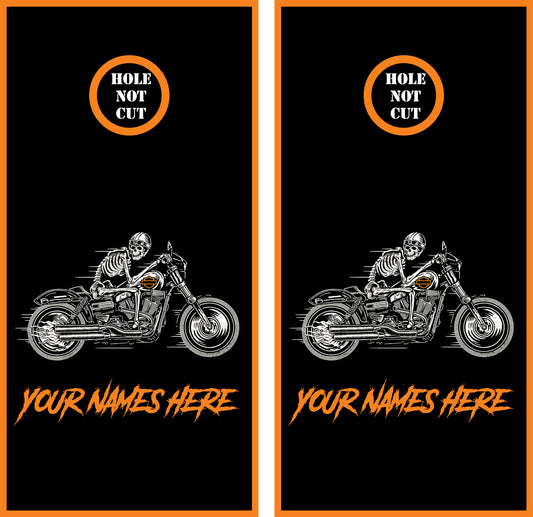 Harley Davidson Skull Rider Cornhole Wraps