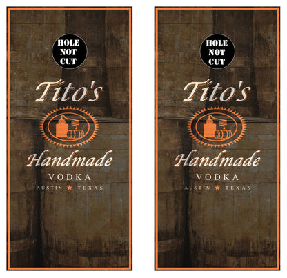 Titos Vodka Brown Barrel Cornhole Wraps/Skins