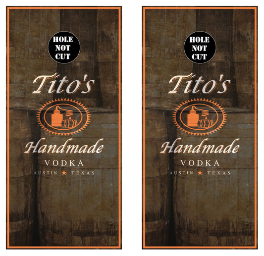 Titos Vodka Brown Barrel Cornhole Wraps/Skins