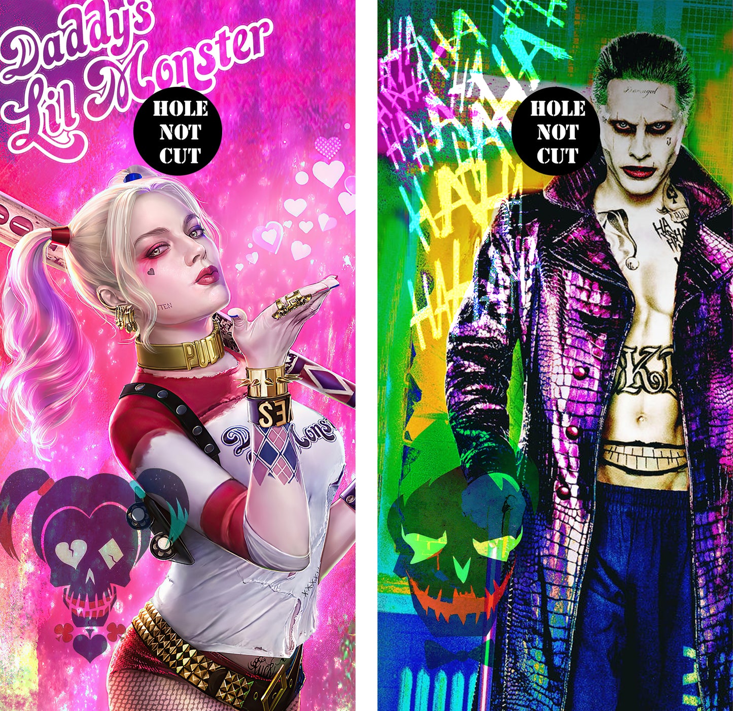 Harley Quinn and the Joker Cornhole Vinyl Wraps/Skins