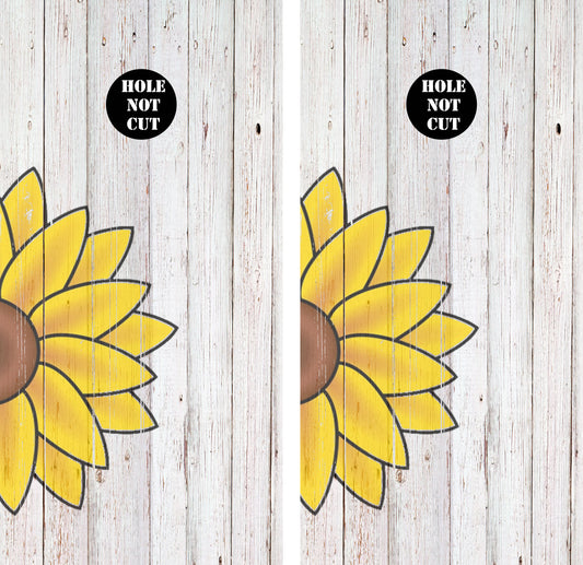 Sunflower Painted On Wood Panels Vinyl Wraps/Skins