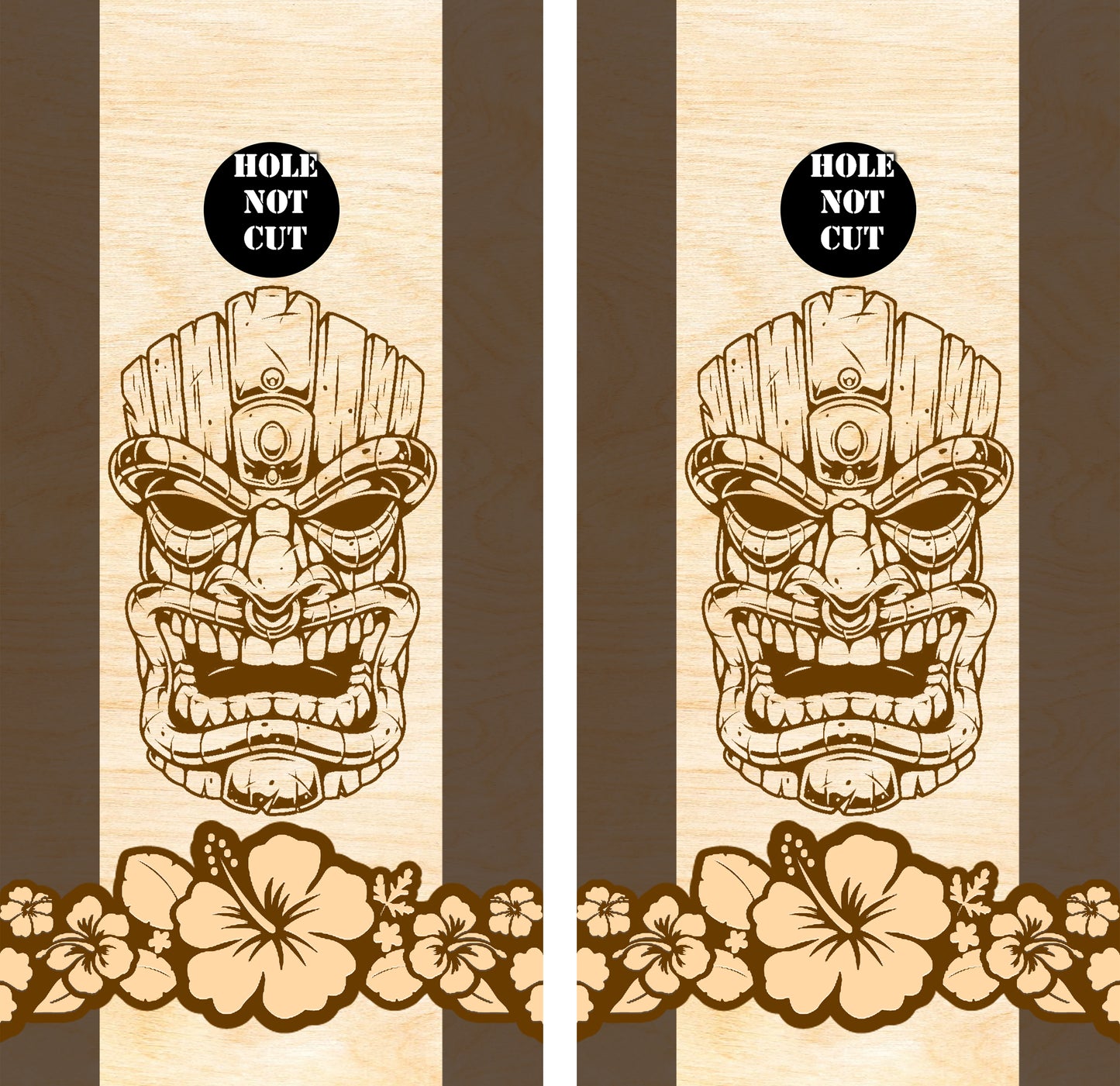 Tiki Face Flowers Cornhole Wraps/Skins