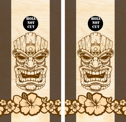 Tiki Face Flowers Cornhole Wraps/Skins