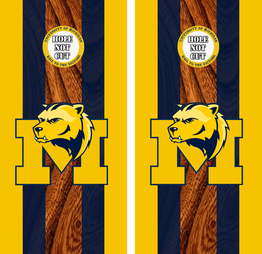 U of M Wood Grain Retro Logo Vinyl Wraps/Skins