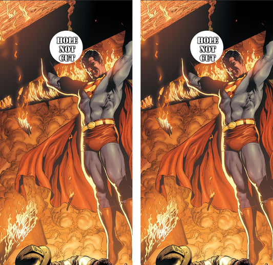 Superman Flying Fire Cornhole Vinyl Wraps/Skins