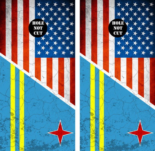 Arabian American Flag Cornhole Vinyl Wraps/Skins