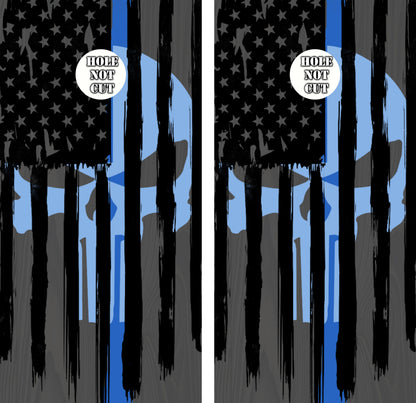 Punisher Flag Thin Blue Line Punisher Wraps/Skins