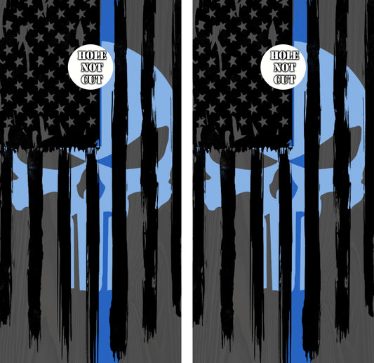 Punisher Flag Thin Blue Line Punisher Wraps/Skins