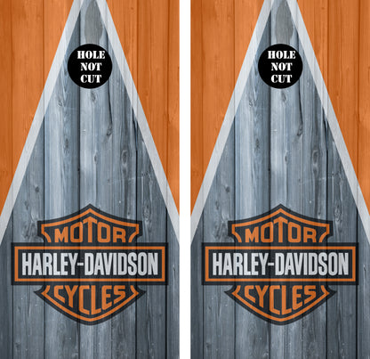 Harley Davidson Shuffleboard Theme Cornhole Vinyl Wraps — Motorcycle-Inspired Peel & Stick Skins