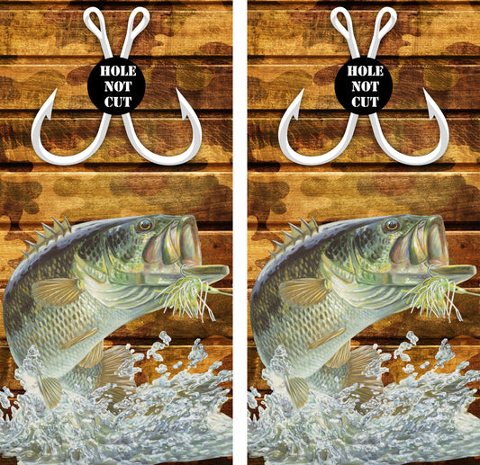 Bass Fish Hooks Cornhole Vinyl Wraps/Skins