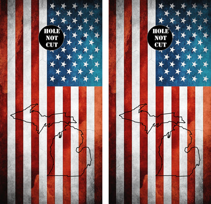 American Flag Michigan Peninsula Vinyl Wraps/Skins