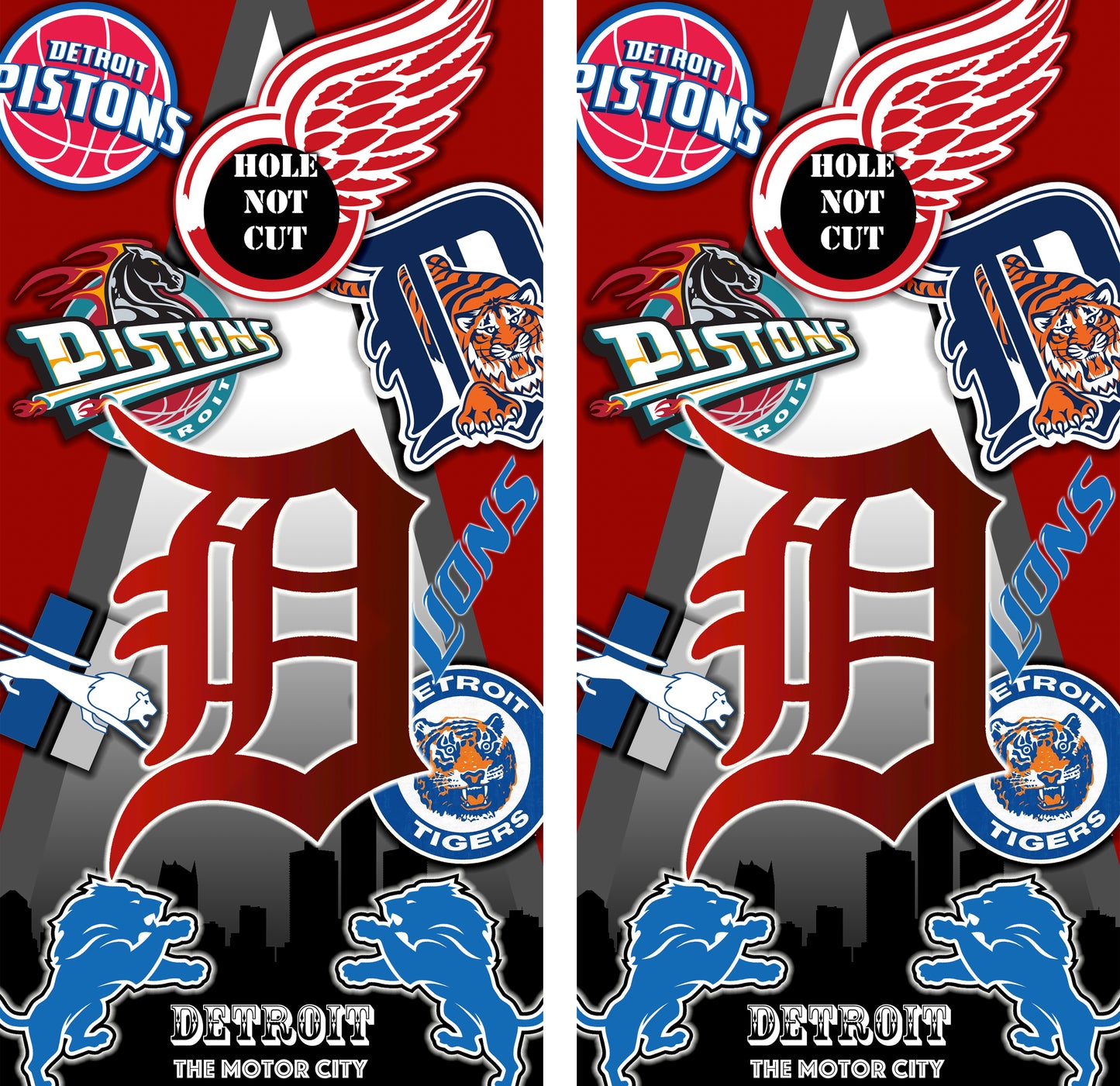 All Detroit Sports Teams Cornhole Wraps/Skins