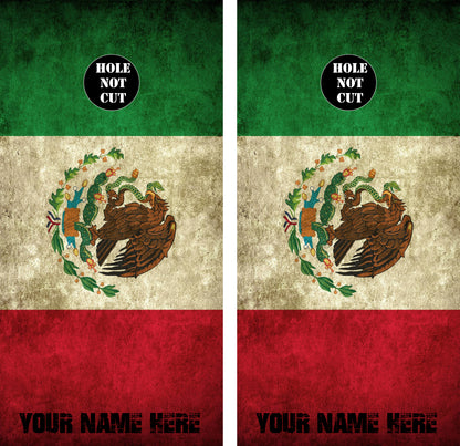Worn Mexican Flag Cornhole Wraps/Skins