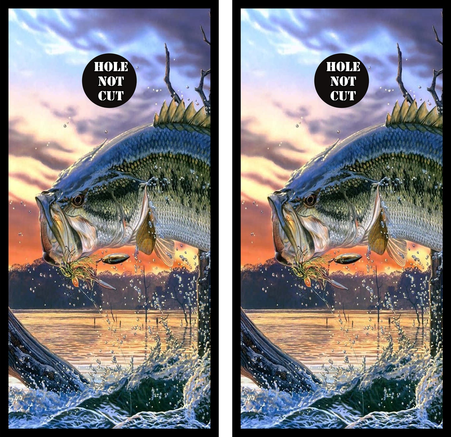 Largemouth Bass Jumping Sunset Cornhole Wraps/Skins