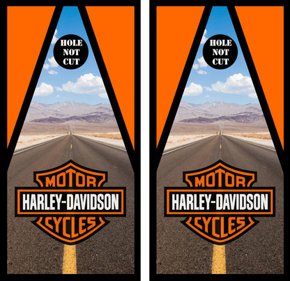 Harley Davidson Road View Cornhole Vinyl Wraps — Peel & Stick Motorcycle Style
