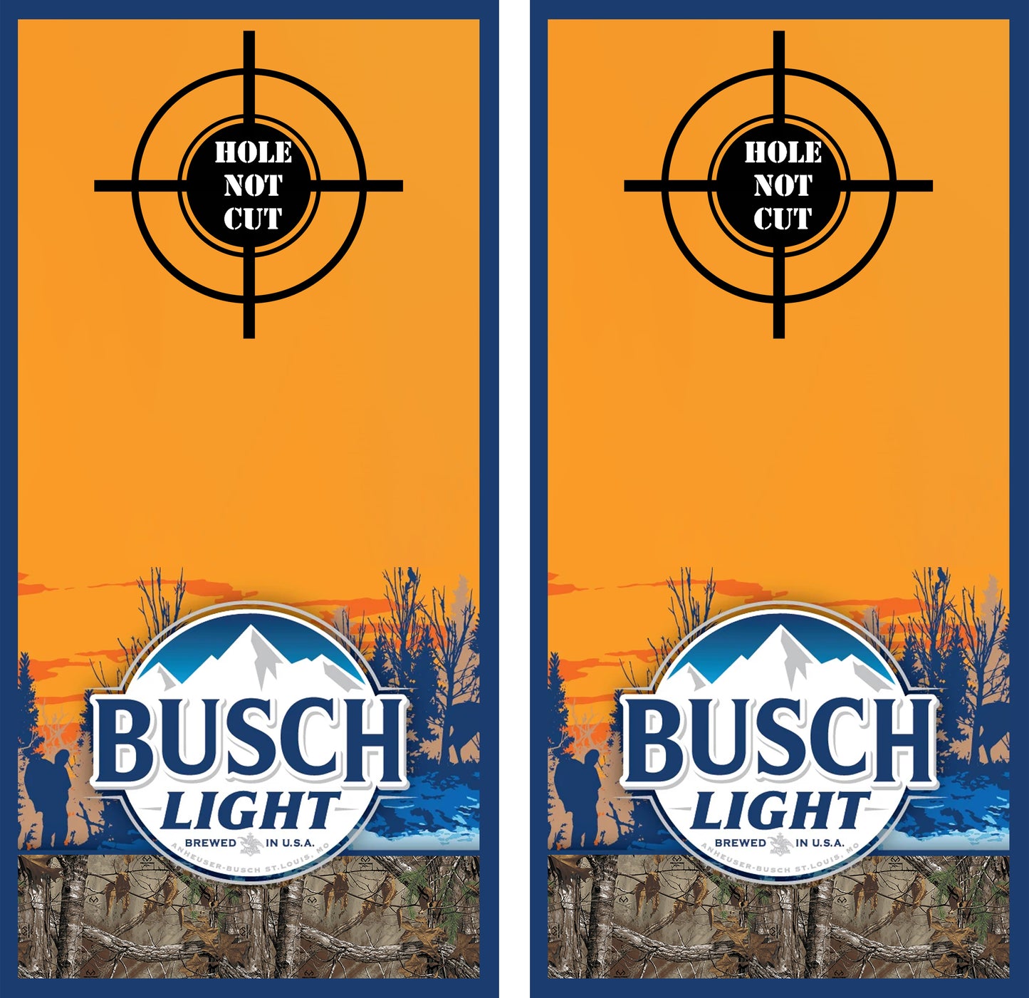 Orange Busch Light Beer Hunter Drinking Cornhole Vinyl Wraps/Skins