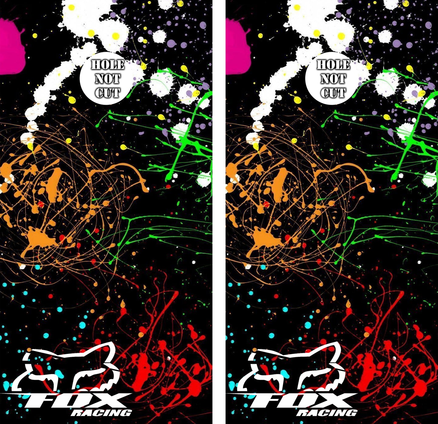 Fox Racing Paint Splatter Cornhole Wraps/Skins