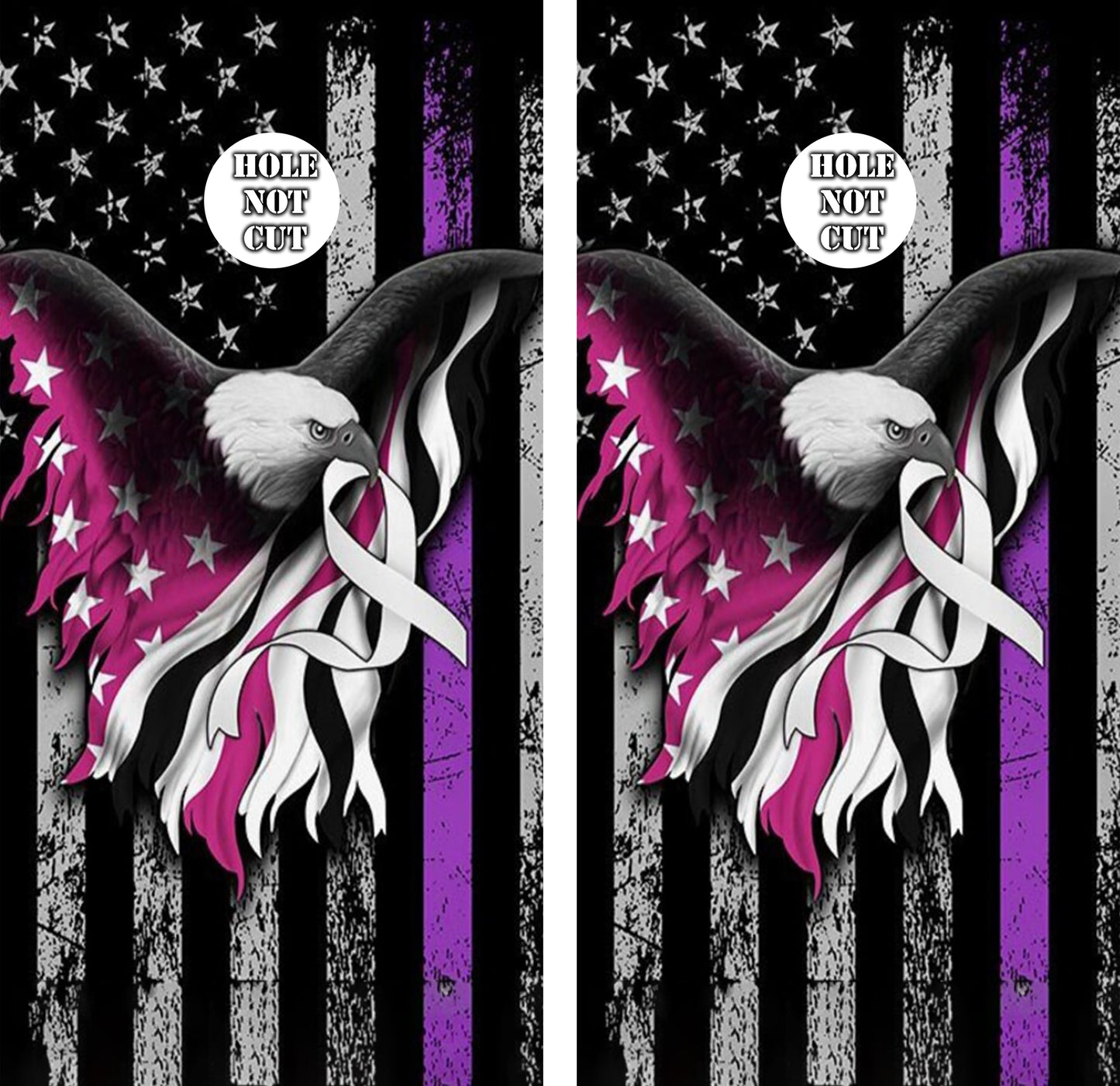 Eagle Cancer Ribbon Cornhole Wraps/Skins