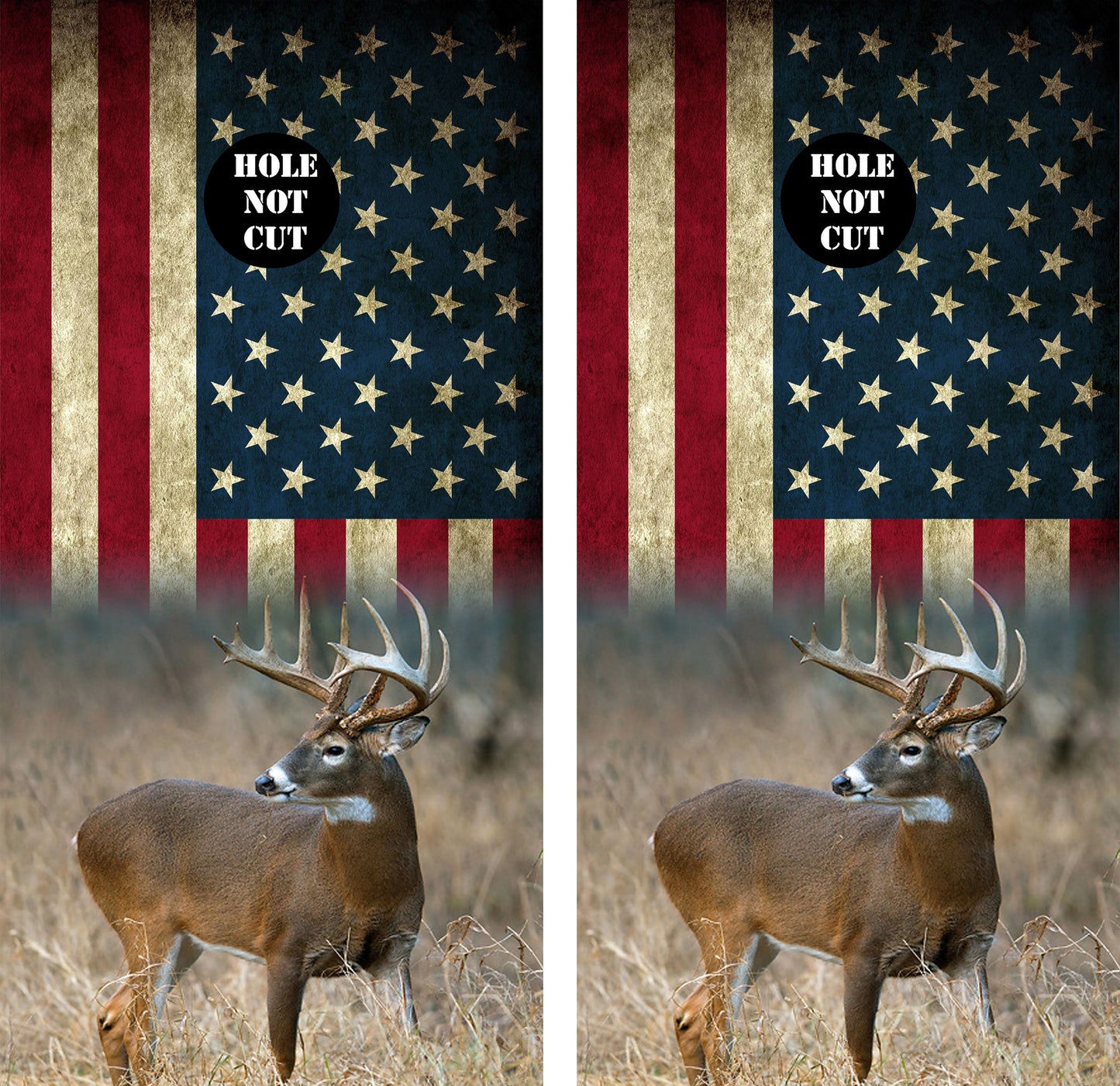 Buck Deer American Flag Cornhole Vinyl Wraps/Skins