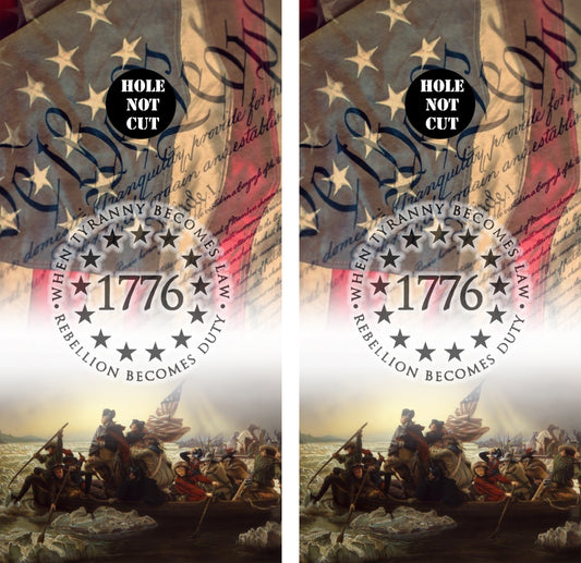 We the People - Crossing the deleware Cornhole Vinyl Wraps/Skins