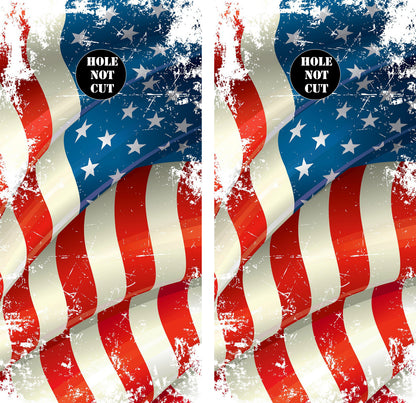 Tattered American Flag Cornhole Vinyl Wraps/Skins