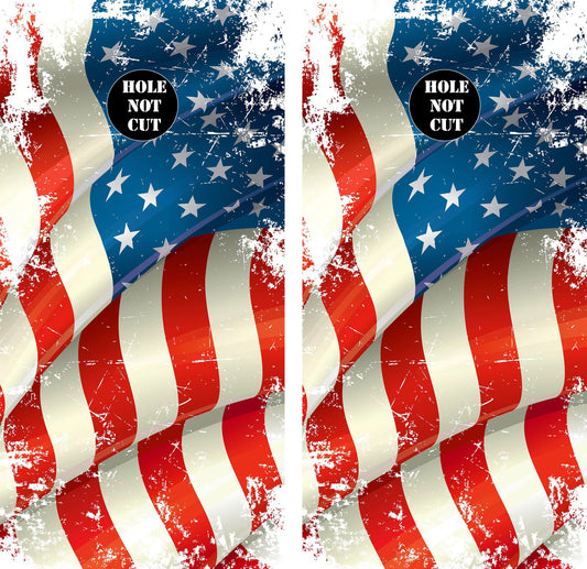 Tattered American Flag Cornhole Vinyl Wraps/Skins