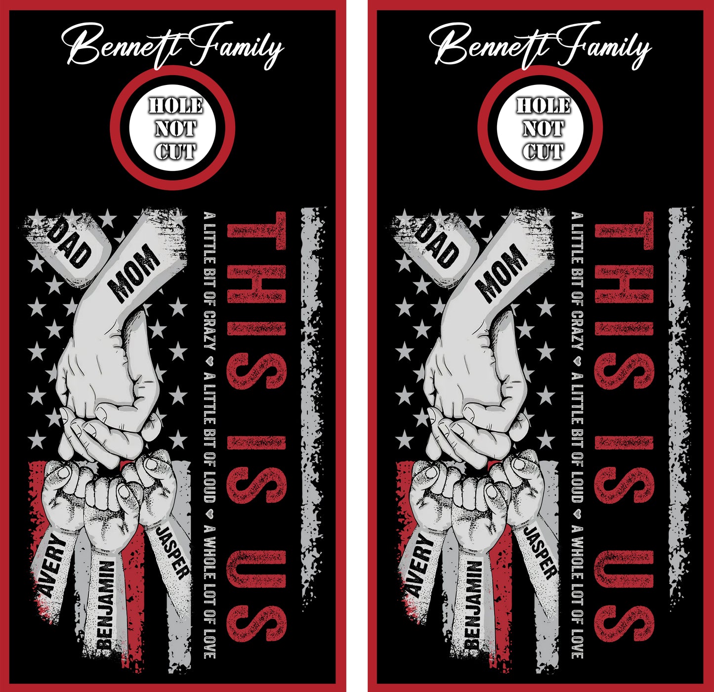 This is Us Family Cornhole Wraps/Skins Customizeable names